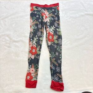 Little Sleepies Red & Black Pajama Pants Floral Size 3T
